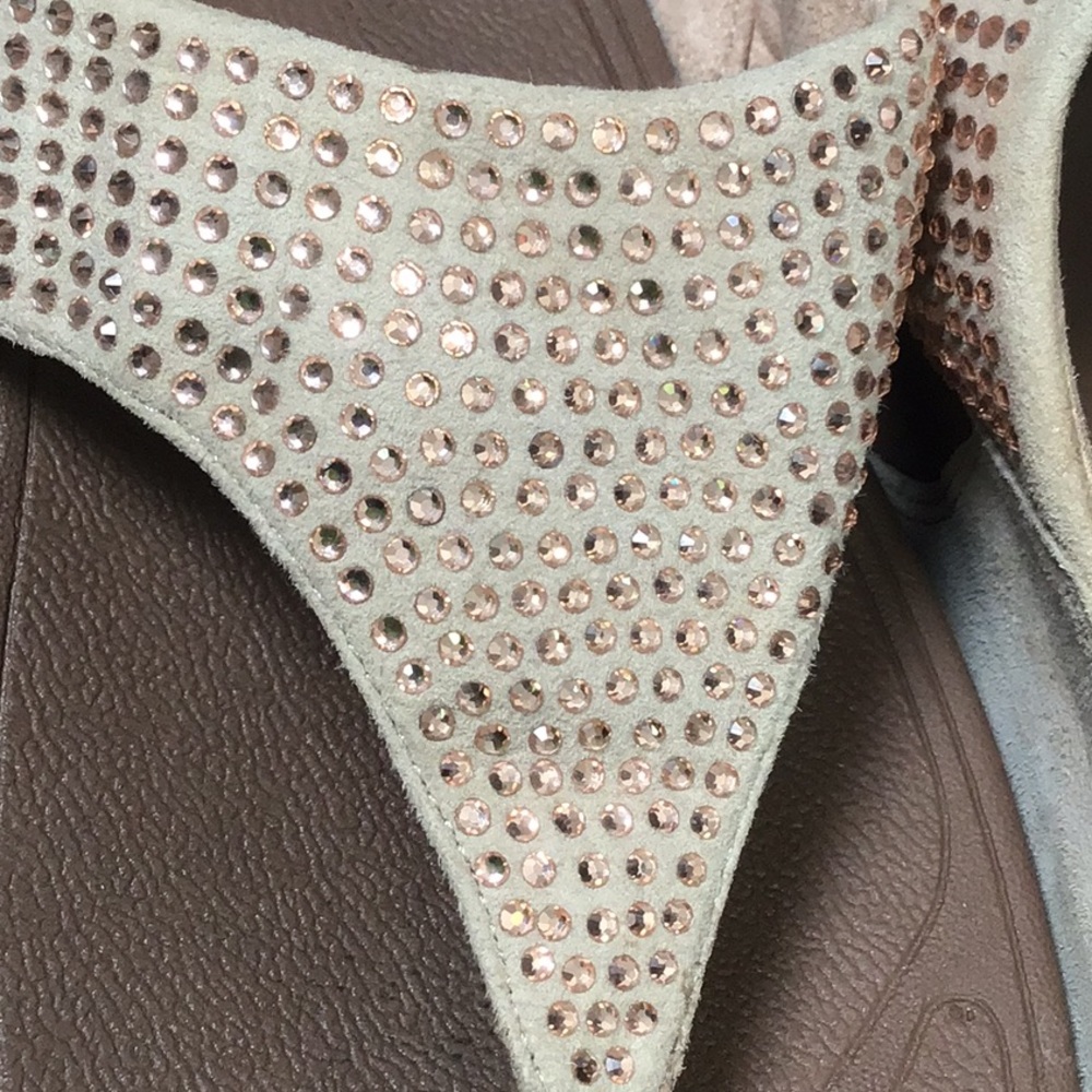 Fitflop Champagne Crystal Studded Sandals Sz 10